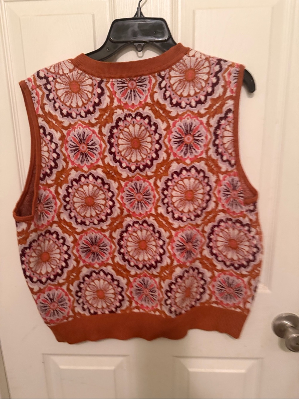 Maeve Rust Orange Knit V-Neck Sweater - Picture 2 of 3